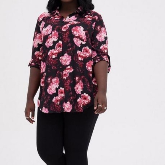 Torrid Madison Georgette Button-Up Long Sleeve Tunic Shirt size 2X - Picture 2 of 8